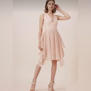 Keepsake $275 Coquette Last Dance Eyelet In Soft Peach A Line Dress Size Large
